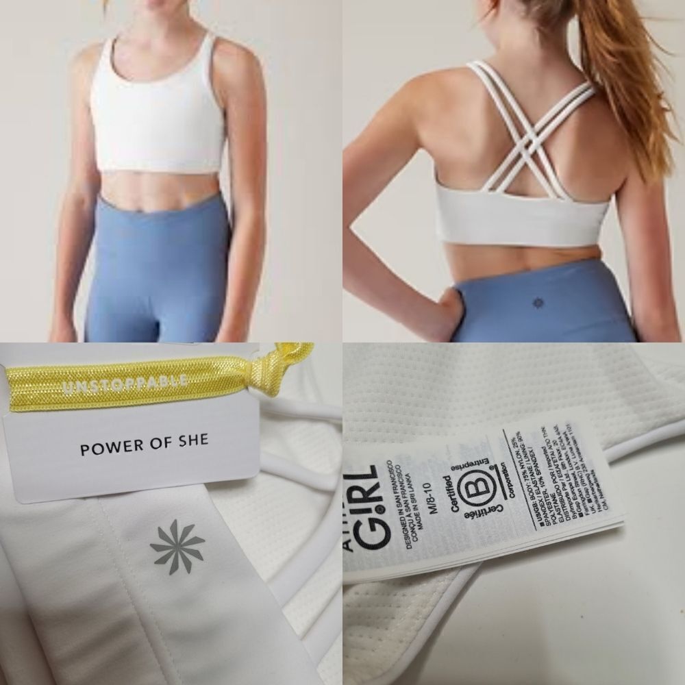 NEW ATHLETA GiRL PONYTAIL + UPBEAT CROSS STRAPPY SPORTS BRA M MEDIUM 8 1…